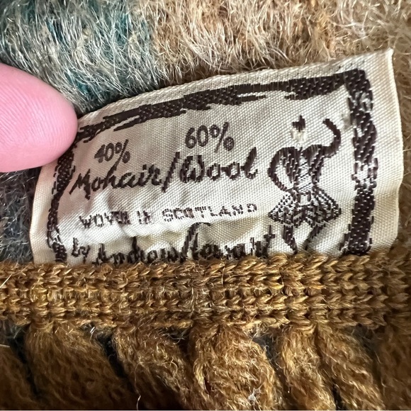 Vintage Scottish Mohair Wool Tartan Plaid Throw Blanket Andrew Stewart 50s 60s - Picture 6 of 8